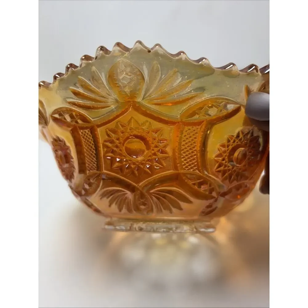 Marigold Carnival Glass Vintage Serving Bowl Imperial Carnival Glass Sawtooth